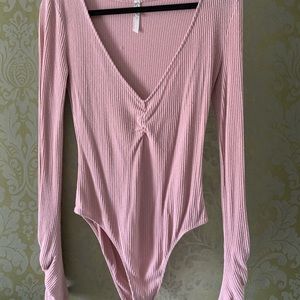 Free people ribbed pink bodysuit